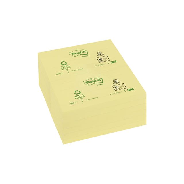 Post-it-Memolok 3M Post-It 655 76x127mm Recy Yellow | Positez une feuille de 100