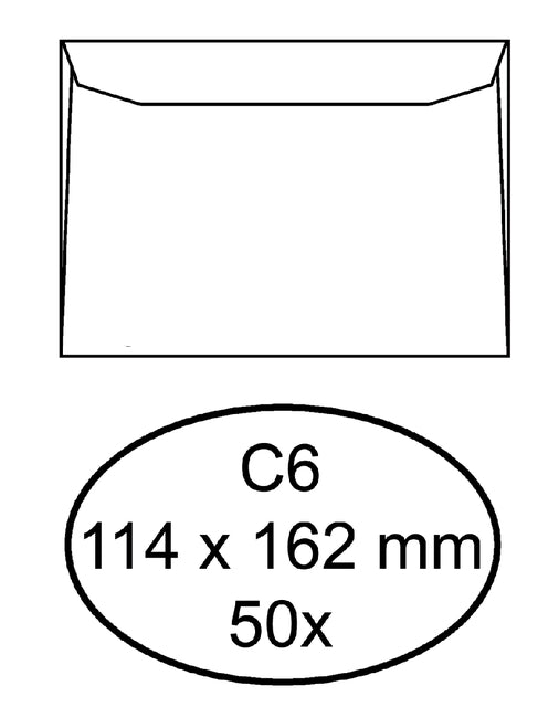 Hermes - Hüllungsbank C6 114x162mm Selbstadhäsiv mit Strip White | 10 Stücke