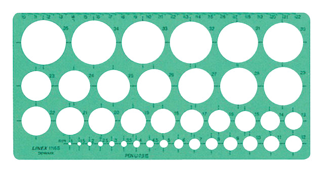 LINEX - Modèle 1116S 39 cercles 1-35 mm avec pieds d'encre | 10 pièces