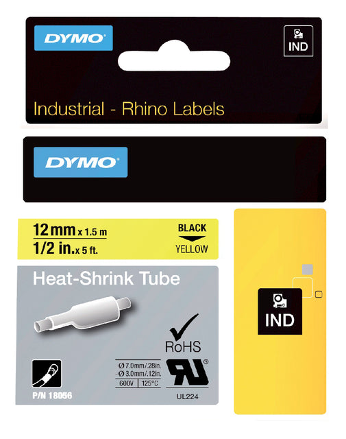 DYMO - LABELE RHINO 18056 12mmx1,5 m schwarz auf GL