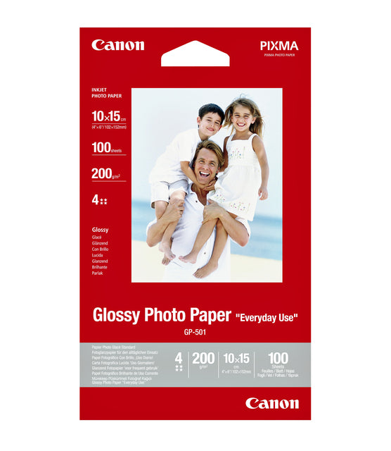 Canon - Photo Paper GP -501 Glossy, Ft 10 x 15 cm, 210 g, 100 feuilles de combinaison