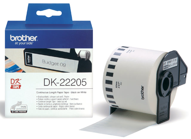 Brother - doorlopende labelrol voor QL, ft 62 mm x 30,48 m, papier