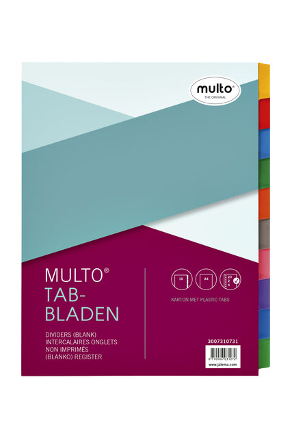 Multo-Tabs A4 23-Gats 10-teilige weiße Pappe 220gr | 10 Stücke