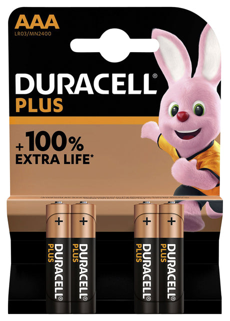 Duracell - Batterie plus 100% AAA, Blasen von 4 Teilen