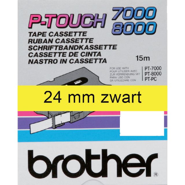 Labelband Bruder P-Touch TX-651 24mm Black Op Geel