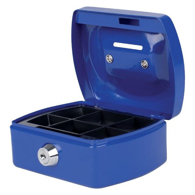 Pavo - Geldbox mit Minzschlitz 125x95x60mm Blau