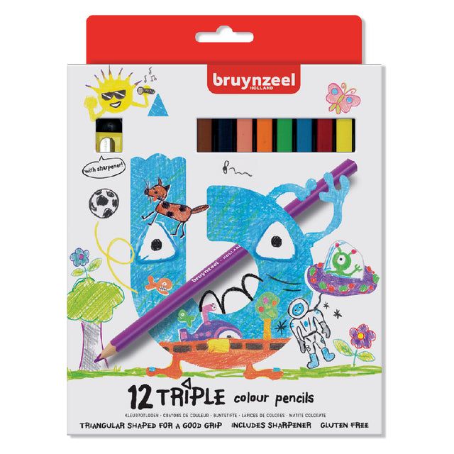 Bruynzeel - farbige Bleistifte Kinder Triple Blister von 12 Stück Assorti | 6 Stücke