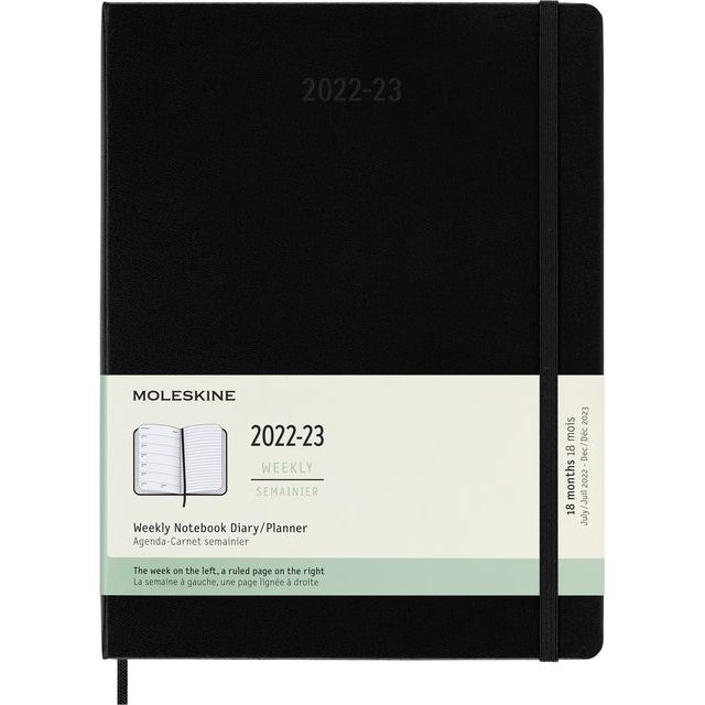 Agenda 2021-2022 Moleskine 18 Monate 7 Tag/1 Seiten xl hart schwarz