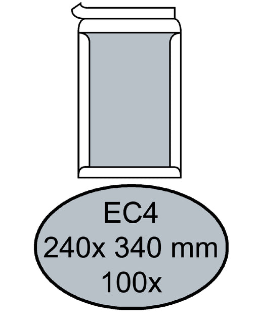 Quantore - Umhüllung Bordrug EC4 240x340mm Selbst -Kl. Weiße 100 Stücke