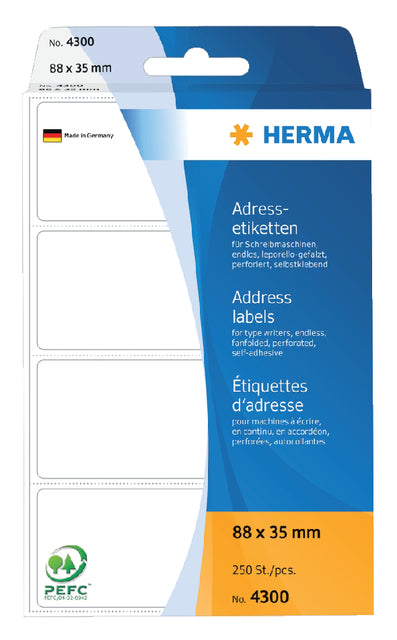 HERMA - Etiket herma adres 4300 88x35mm 250 stuks zig-zag