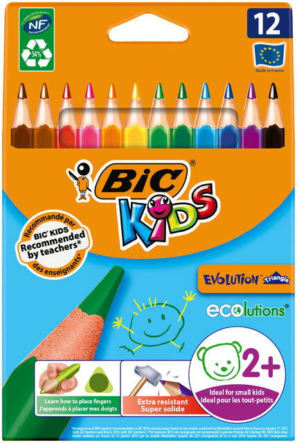 BIC - kleurpotlood Ecolutions Evolution Triangle 12 potloden in een kartonnen etui