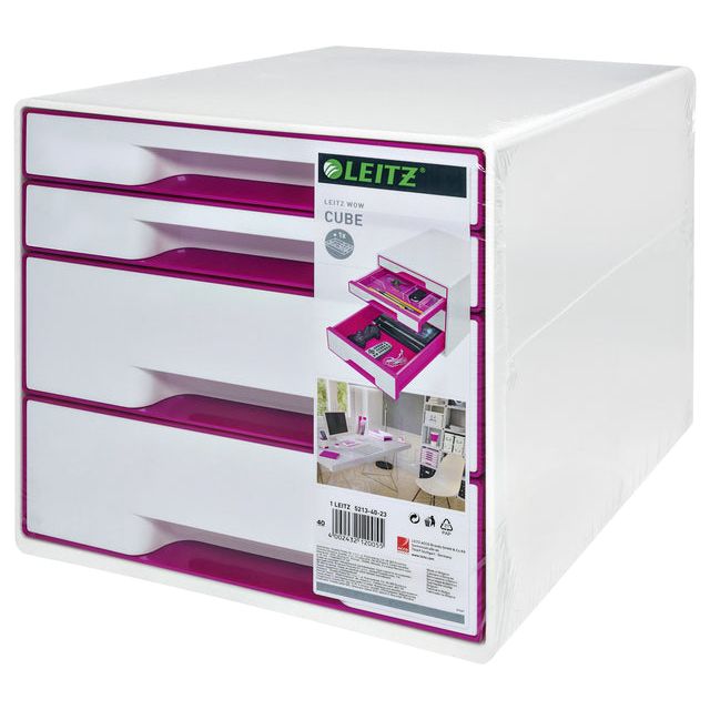 Beladener Block Leitz Wow Cube 4 beladen rosa