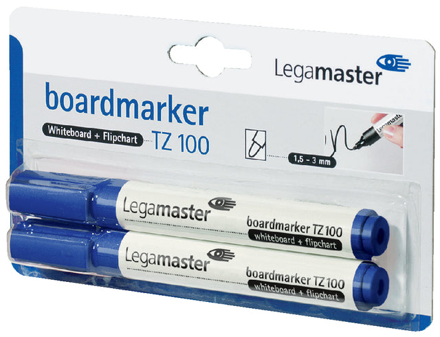 Legamaster - Felt -Tip Pen TZ100 Blanc Blanc Around Blue 1.5-3mm 2st