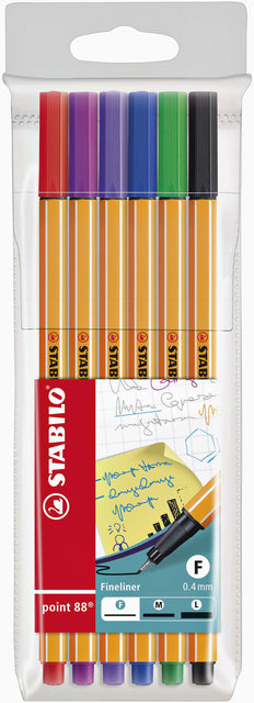 Stabilo - Fineliner Point 88 Penny à 6 couleurs 10 pièces