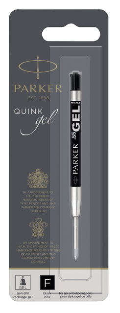 Parker - remplissage de gel de quink pour stylo à bille fin, noir, sur blister