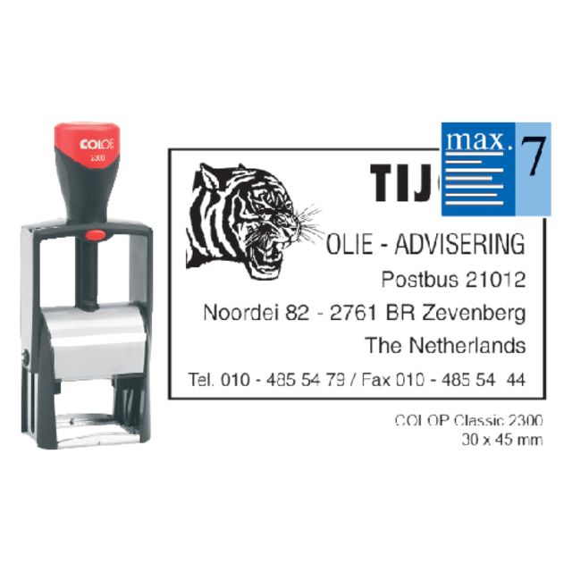 Colop - Text Stamp 2300 Personnalisable 7 Règles 44x29mm