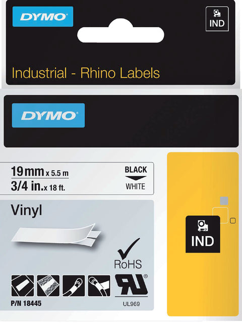 Dymo - Labele dymo rhino industrieel vinyl 19mm wit