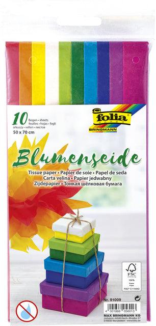 Folia Paper - Zijdevloeipapier folia 50x70cm 20gr assorti 10vel | 10 stuks