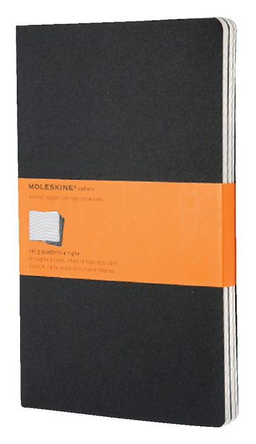 Moleskine - Schrift moleskine 130x210mm lijn 160pag zwart 3st