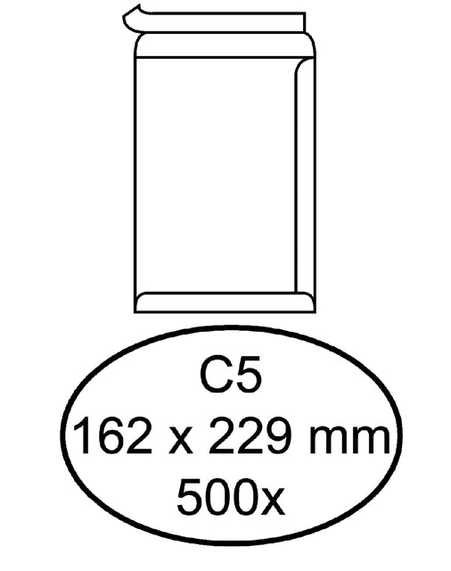 Quantore - enveloppe acte C5 162x229mm auto-adhésif blanc 500 pièces