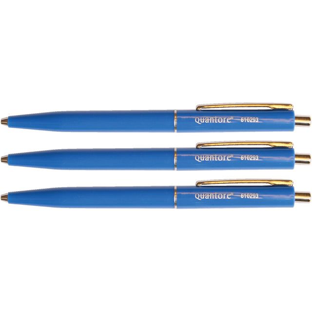 Bouton poussoir Quantore - Ballpen avec clip métallique Blue Medium