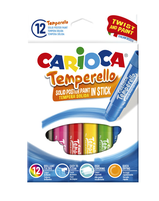 Cararioca - Plakkaatverfstick Temperello, Pappkoffer von 12 Teilen