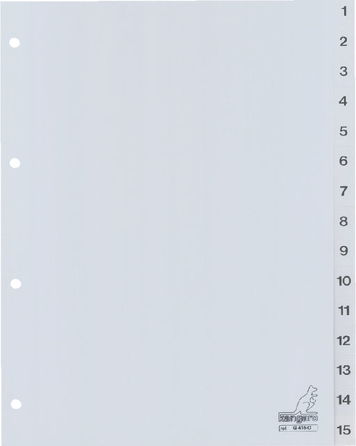 Kangaro - Tabblad kangaro g415c a4 4r pp 15dlg 1-15 grijs | 20 stuks