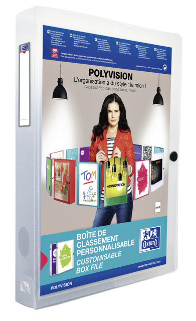 Oxford - Oxford PolyVision Personnalisable Elastobox, taille A4, de PP, 4 cm de dos, transparent