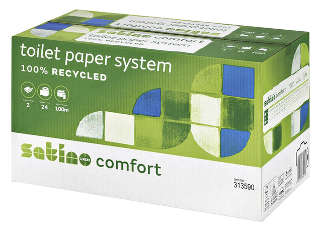 Satino par wepa - papier toilette Confort de satino 2 -layer 100m doprolls 24 pièces