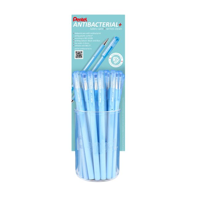 Pentel - Balpen  bk77ab anti-bact bk77ab bl en zw | 24 stuks