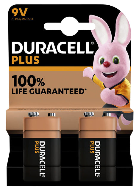 Duracell - Batterie plus 100% 9 V, Blasen von 2 Teilen