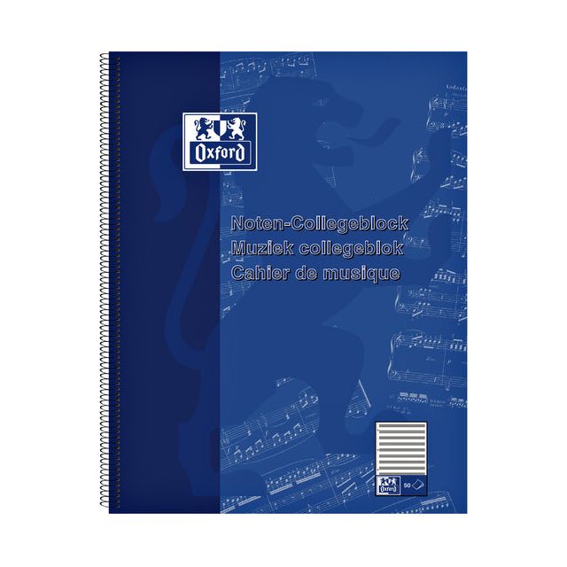 Oxford - Bloc de conférence Musique A4 + 4 -HOLE 50 SIGNE BLEU | 10 pièces