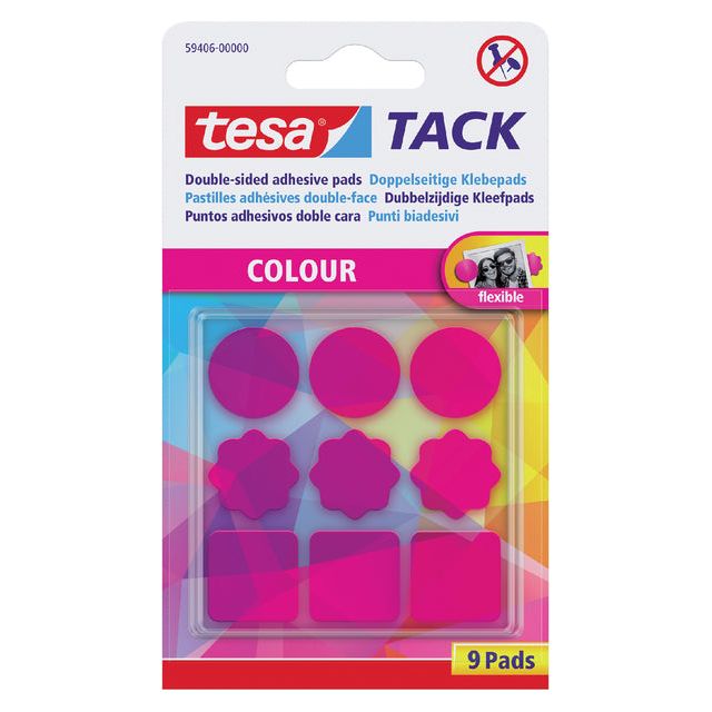 Tesa - Kleefpad tack roze 9 stuks