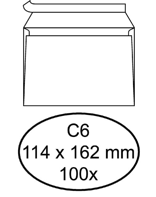 Quantore - Hüllungsbank C6 114x162mm selbstadhäsiv weiß 100 Stück