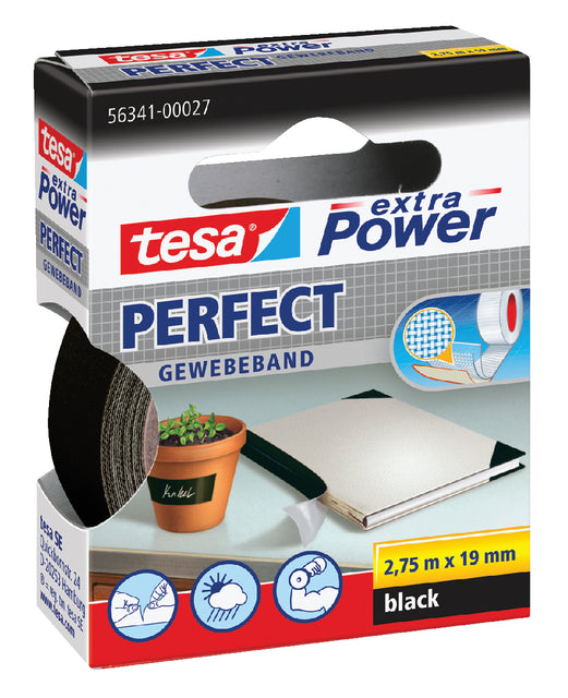 Tesa - Textiele perfect 2.75mx19mm zwart | 10 stuks