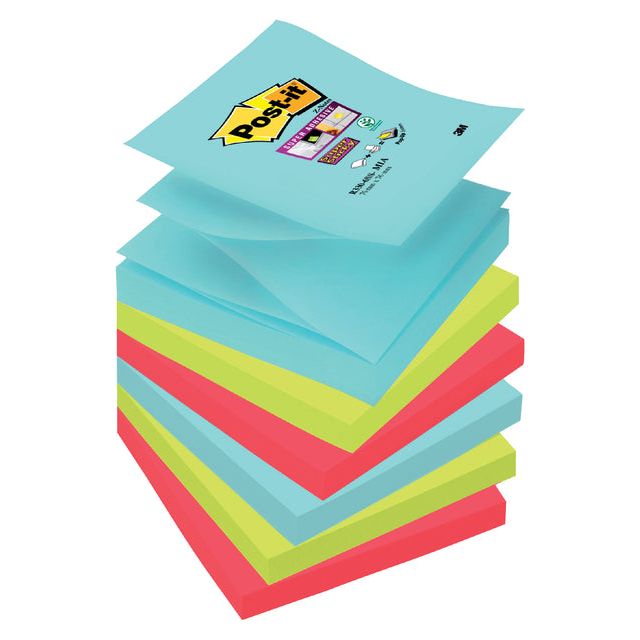 Post-it Super Sticky - Super Sticky Z-notes Cosmic, 90 vel, ft 76 x 76 mm, pak van 6 blokken