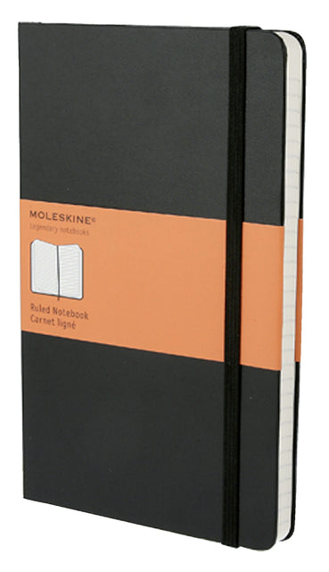 Moleskine - Notebook, ft 13 x 21 cm, doublé, couverture dure, 240 pages, noir