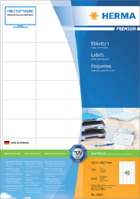 Herma - Label 4610 52.5x29.7 mm Blanc Premium 8000