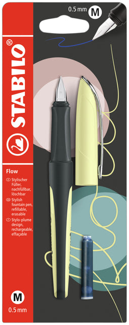 Stabilo - Vulpen flow m pastel geel | 5 stuks