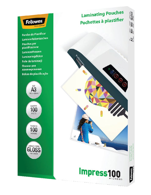 Fellowes - lamineerhoes Impress100 ft A3, 200 micron (2 x 100 micron), pak van 100 stuks