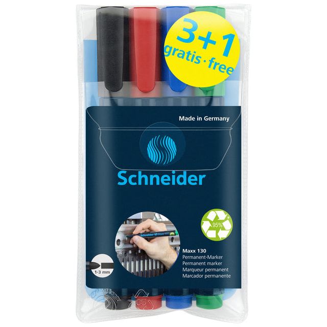 Schneider - Felt -tip maxx 130 permanent 3 + 1 gratuit | 1 cas 10 morceaux