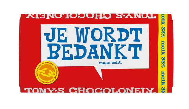 Tony's Chocolonely - Schokoladenbar 180gr Milch danke | 15 Stücke