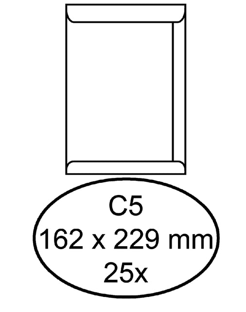 Hermes - Enveloppe acte C5 162x229mm-Adhésive blanc 25 pièces | 20 pièces