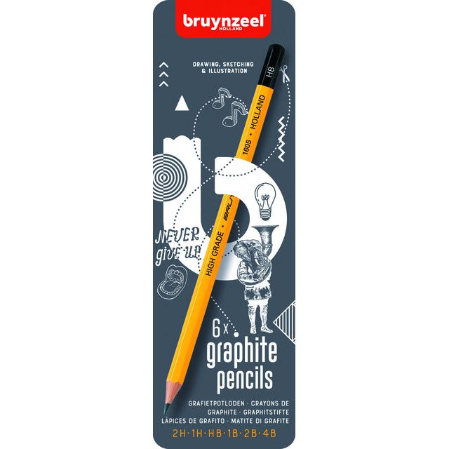 Bruynzeel - crayon Bruyzeel, boîte en étain avec 6 pièces en dureté assorties