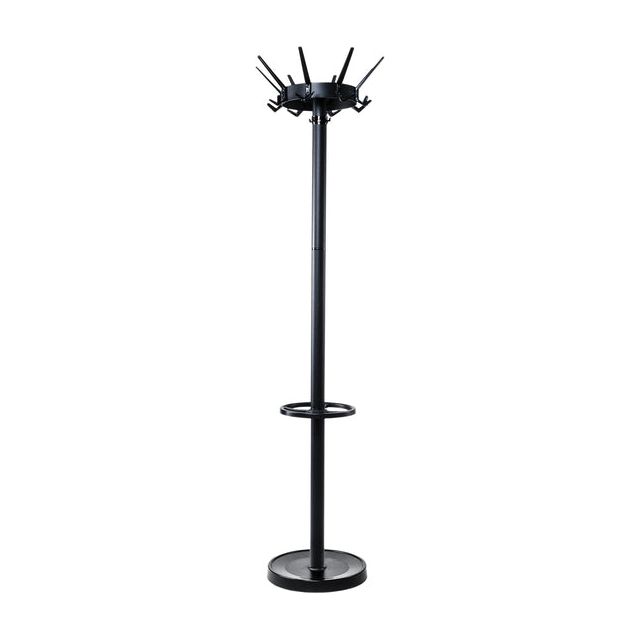 Maul - Maul Coat Rack Caligo Metal, hauteur 175 cm, 32 crochets de vêtements avec porte-parapluie, Black Ral 9004