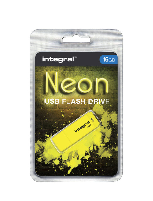 Integral - Neon USB 2.0 stick, 16 GB, geel