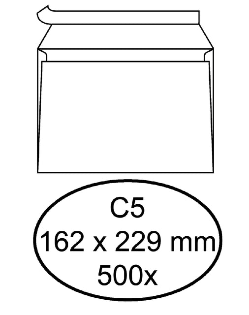 Hermes - Hüllungsbank C5 162x229mm Selbstadhäsiv mit Strip White