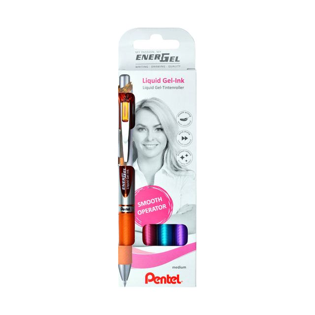 Pentel - Gelschrijver  bl77 energel m or-rz-lbl-vi