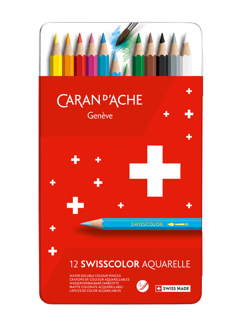 Caran D'Ache - Crayons de couleur Caran d'Ache Swisscolor Aquarel 12 pièces cul.