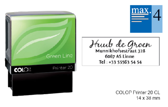 Colop - Tekststempel colop 20 green perso 4r 38x14mm